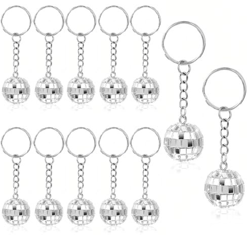 CATOR Lot de 12 boules à facettes, boule disco deco, boule a facette, Boule à facettes, Argenté, À suspendre, Décoration pour sapin de Noël, fête, mariage, maison, effet lumineux (2 cm)