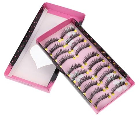 DEARMAMY 10Paires Faux Cils Naturels Fibre Artificielle Cils Denses Et Confortables Pour Élégant Et Réutilisables