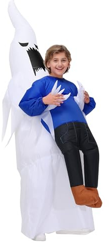 Anroong Inflatable Costume for Adult Kids Ghost Abduction Costume Halloween Blow Up Ghost Costumes Fancy Dress Men Boys Cosplay Party (Ghost-Kids)