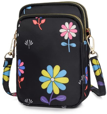 Kommodum - Borsa Donna Tracolla Piccola Mini Borsetta Portacellulare Porta cellulare per telefono Portafoglio Borse Tracolla regolabile e rimovibile km32 (Fiore)