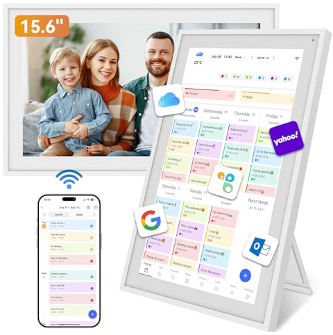 Digital Calendar, 15.6 Inch Electronic Calendar Smart Wall Touchscreen Interactive Display for Family Schedules, Wall Planner Digital Photo Frame, Organizing Your 2026 Calendars Wall & Desk Mountable