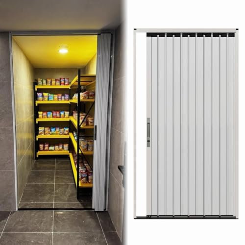 Puerta Plegable Puerta Plegable Interior para Despensa con Cerradura, Puerta Corredera Plegable Metálica para Entrada de Granero, Puertas Retráctiles para Separadores de Ambientes(66x80in (167.5x203cm
