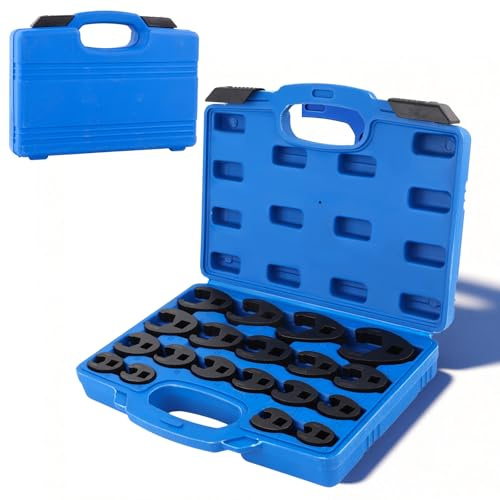 Frawacy 19 teiliges Hahnenfuss Krähenfuss Leitungsschlüssel, Hahnenfuß Schlüssel 1/2 3/8 Außenvierkantantrieb 8-32mm