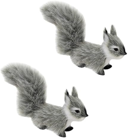Cldaisy Mini-Eichhörnchen, Plüsch, Grau, 10 cm, Mini-Eichhörnchen, Stofftiere, Plüsch, Kaninchen, weich, als Geschenk, Heimdekoration, Tischdekoration, Ornament, Raumdekoration, 2 Stück