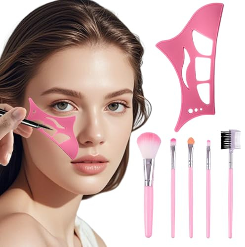 ROKZELT 2 Pezzi Stencil Ombretto, Eyeliner Template Riutilizzabile, Strumento Ausiliario per Ombretto in Silicone con Pennelli Make Up Occhi, Pennelli Ombretto Occhi