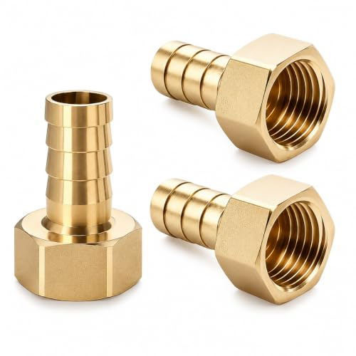 CanQuanSWZX Lot de 3 Raccords Canneaux en Laiton 1/2 Pouce avec Filetage Femelle 12mm pour Tuyau d'Arrosage, Tuyauterie, Raccord Gaz, Installation Facile