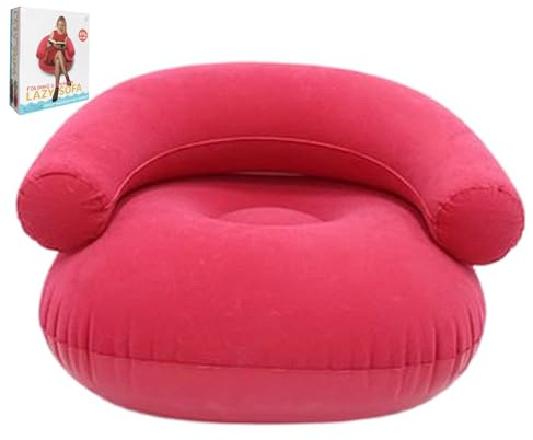 LearnLyrics Aufblasbares Sofa – beflockter Liegestuhl, aufblasbarer Stuhl, tragbares Luft-Sofa, Entspannungswerkzeug im Freien | beflockt für Camping, Pool, Stadion, Reisen, Salo