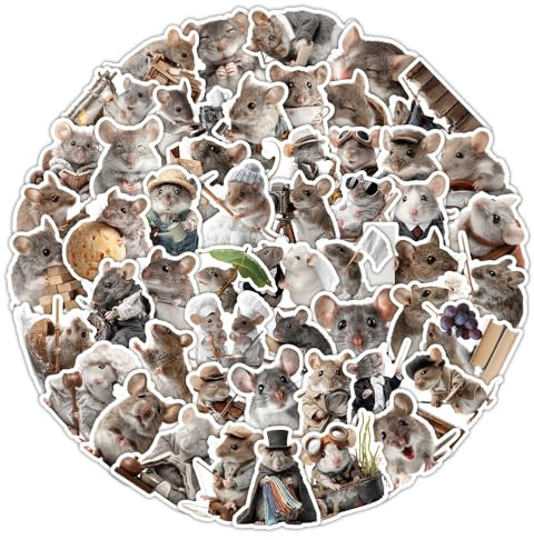 LYunMu Maus Aufkleber 50 Stücke Niedlich Deko für Auto Laptop Skateboard Fahrrad Moped Motorrad Fahrrad Computer,Geeignet für Erwachsene Mouse ästhetisch Sticker Set