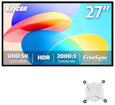 Kuycon Monitor G27P de 27 Pulgadas y 5K Ultra HD (5120 x 2880) - Panel IPS Negro con 99% sRGB, 1070 Millones de Colores y Contraste 2000:1 - HDR (Minimalist - sin Soporte)