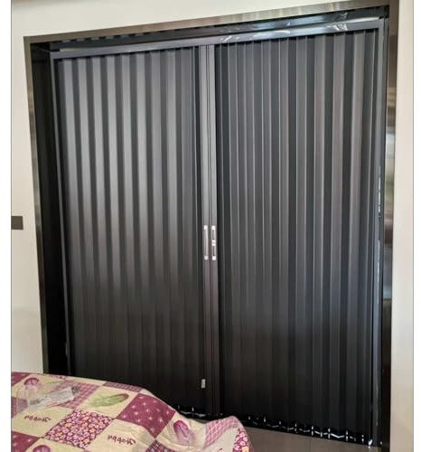 Portes pliantes Grandes portes coulissantes accordéon verrouillables avec clé, porte rétractable en aluminium personnalisable avec cadre, pour cuisine/buanderie/salle d'eau