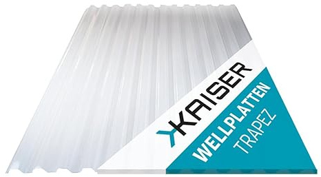 Kaiser plastic® Wellplatte Trapez glatt und klar | 90 x 250 cm| Trapez 76/18-1mm Stärke | Made in Germany | 5 Stück