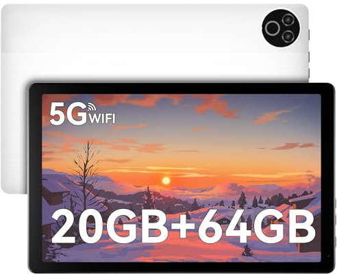Tablette 10 Pouces Android 15, 20GB RAM 64GB ROM Extensible 1TB, Processeur 5 Cœurs, Écran HD 10.1, WiFi Bluetooth, Double Caméra, Batterie 5000mAh, Tablette Tactile pour Travail Étude Divertissement