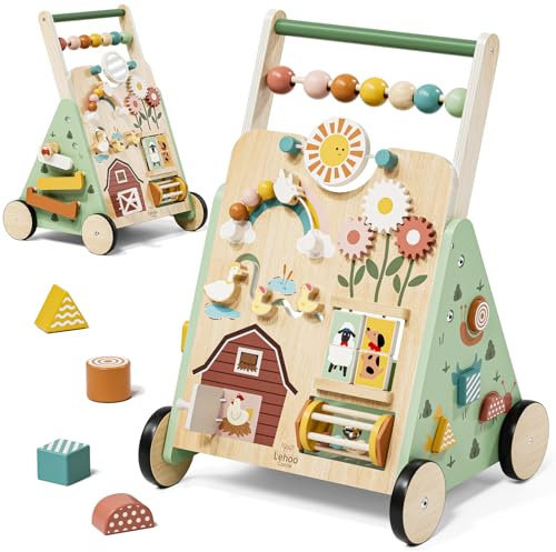 Carrello Primi Passi Legno, Girello per Bambini, Giochi Bambini 1 Anno | Primi Passi per Bambini con Velocità Regolabile, Centro Attività 10 in 1, Regalo Bambino 1 Anno, Giochi Montessori 1 Anno
