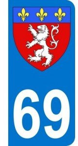 Autocollant 69 avec Blason Lyon Plaque immatriculation Auto (9,8 x 4,5 cm)