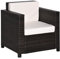 Outsunny Single Seater Rattan Chair Sofa with 10 cm Thick Padded Cushion, All-Weather PE Wicker Weave Garden Armchair with Armrests, Brown