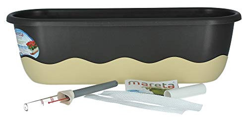 Plastia Mareta Blumenkasten 60 Anthrazit/Elfenbein mit Erdbewässerung