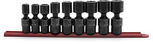 GEARWRENCH 9 Pc. 1/2 Drive 6 Point Standard X-Core™ Pinless Universal Impact SAE Socket Set - 84978