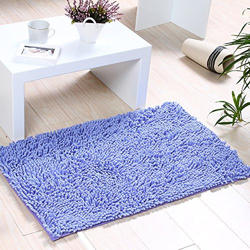 ele ELEOPTION Soft Shag Tappetino da Bagno Tappeto Cucina Porta Porta Piedini Tappetino Striscia Antiscivolo Zerbino Assorbente Tappetini da bagno Doccia Shaggy Carpet - 45 x 70 cm, Viola