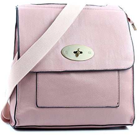 AOSSTA Women's Cross-Body Bags Leather Large/Medium Cross Body Messenger Bag Shoulder Bag (21601 Pink)