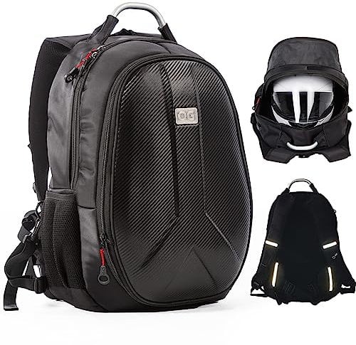OG Original GetAway Motorrad Rucksack Wasserdicht, Herren, Hartschale, Grosse Kapazität, Erweiterbar 35L/45L, Motorradhelm Tasche, Helmtrageriemen, Anti-Diebstahl, Reflektierend, Laptop