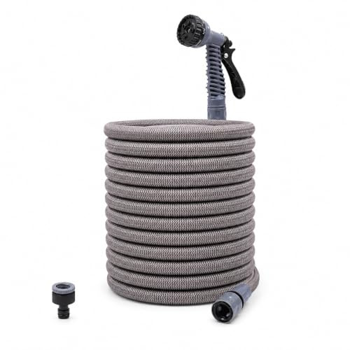 LINZI Expandable Garden Water Hose 30M 100FT Magic Hose Double Latex Inner Hose Flexible No Kink + Plastic Connectors + 7 Function Spray Gun