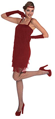amscan Adults Womens Red 1920's Red Flapper Dress Fancy Dress Costume