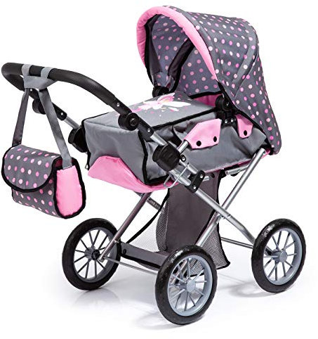 Bayer Design 13666AA Puppenwagen City Star mit Tasche, höhenverstellbarer Griff, wandelbar als Puppenjogger, herausnehmbare Tragetasche, integrierter Korb