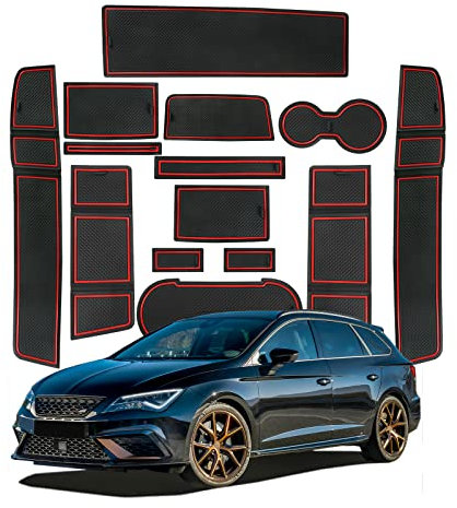 SHAOHAO Compatible con Seat Leon 5F MK3 FR ST 5D /Cupra Leon 2017 2018 2019 2020 Antideslizante Mat Antipolvo Esterilla para Puerta Interior Taza Brazo Almacenaje Caja Seat Leon MK3