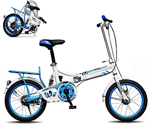 STRTG Klappfahrrad, ultraleichte tragbare Faltbares Fahrrad, leicht und robust Klapprad, 16 Zoll Faltrad Räder,Quick-Fold-System, für Herren, Damen, Mädchen, Jungen geeignet