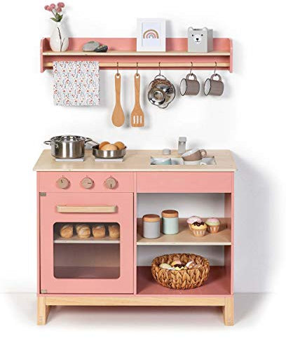 MUSTERKIND Spielküche Magnolia Altrosa/Natur aus Holz
