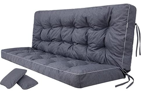 PillowPrim Navy Blau Gartenschaukelkissen für Hollywoodschaukel, 180 cm Sitzbreite, Bequeme Bankauflage mit Rückenlehne, Für Bierzeltgarnitur