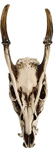 Healifty Faux Taxidermy Ram Sheep Skull 3D Resin Animal Skull Skeleton Viking Head Sculpture Wall Hanging Art Collectible Decor Halloween Ornament