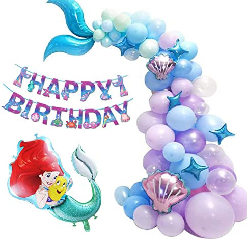 yuechen Meerjungfrau Ballon Set,Meerjungfrau Luftballon Deko,Mädchen Geburtstag Deko,Meerjungfrau Geburtstag Party Dekoration, Meerjungfrau Partyzubehör Folienballons, Meerjungfrau Partyzubehör