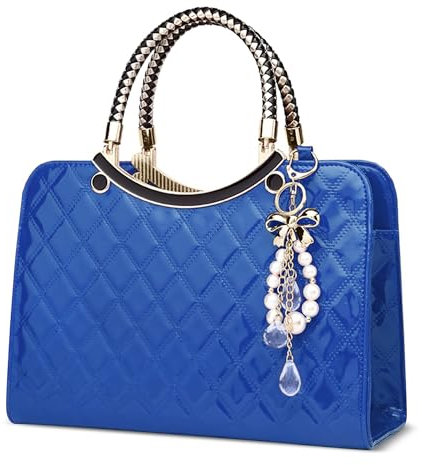 DIRRONA Mode Klassisch Damen Handtaschen Elegant Umhängetasche Damen Messenger Tragetasche Perlenanhänger Geeignet Reise Arbeiten Hochzeit Täglicher Gebrauch Blau