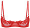 Agoky Women's Sexy 1/4 Cup Lace Bra Padded Unlined Underwire Push Up Balconette Every Day Bra Red A XXL