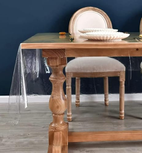 Best House Rectangular Clear Tablecloth, 200 x 137 cms PVC Vinyl Table Cover/Protector for Office, Kitchen, Dining Table, Dresser, Night Stand, Computer & Writing Desk.