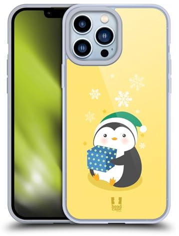 Head Case Designs Blue Gift Box Kawaii Christmas Penguin Gel Case [Military Grade Protection] Compatible with Apple iPhone 13 Pro Max and Compatible with MagSafe