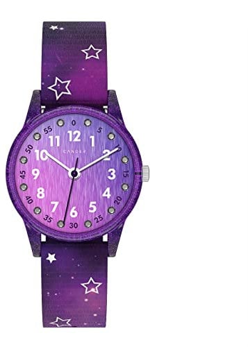 Cander Berlin MNA 4030 G Kinderarmbanduhr 3 ATM Armbanduhr wasserdicht Kinder Mädchen Sterne analog violett