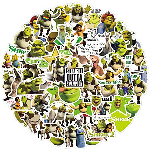Shrek Cartoon Collection Vinyl Stickers 50Pcs for Water Bottles Laptop Computer Skateboard, Cute Sticker Gift for Kids Teens Waterproof