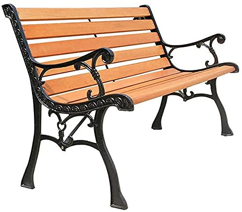 Gartenbank, Terrassenbank, Parkbank, Outdoor-Gesprächscouch, 124,5 cm, Park-Gartenbank, Terrassenbank, Outdoor-Doppelsitz, Innenhof-Metallsitz, Massivholz-Veranda