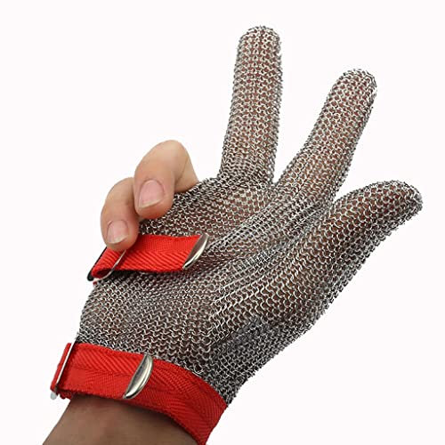 Samnuerly Schnittschutzhandschuhe, schnittfeste Handschuhe aus Edelstahl, Sicherheitsarbeitshandschuhe für Köche und Metzger in Lebensmittelqualität, 3-Finger-Schutzhandschuhe (Größe: 1 Stück/L)