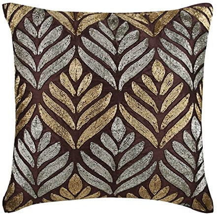 The HomeCentric 2 Stück, 55x55 cm Kissen Decken, Pflaume Kissenbezuge, Gold Und Silber Lattice Trellis Kissen Decken, Samt Platz Zierkissen Abdecken, Blumen Zeitgenossisch - Paintbrush Flower
