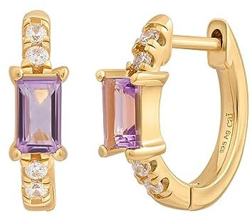 cai Damen Creole 925/- Sterling Silber 2,0cm Glänzend Amethyst gelb 358210231V