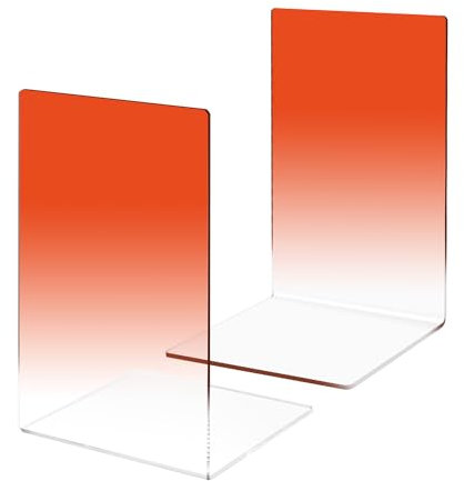 MSDADA Buchstützen, Hochwertiges Acryl Orange Buchstützen für Kinder, Schreibtisch-Organzier Erwachsene zum Arbeitszimmer, Büro, Schule, Regal, Dekoration, Geschenk(1 Paar/2 Stück)