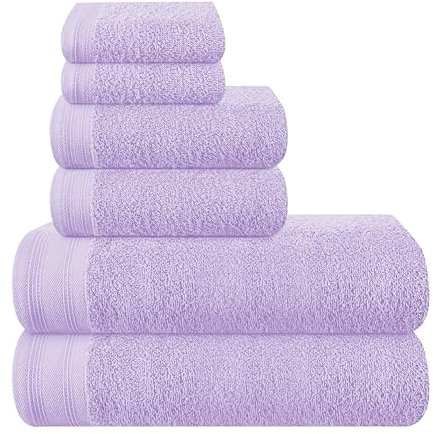 MALLONI HOME Lot de 6 Serviettes en Coton Ultra Doux Comprenant 2 Serviettes de Bain 70 x 140 cm, 2 Serviettes 40 x 60 cm et 2 Lits de Toilette 30 x 30 cm, Violet foncé