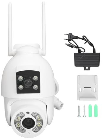 Sicherheits Kamera 360 ° Panorama Ansicht Dual Objektiv 2MP HD Nachtsicht wasserdichte WiFi Kamera CCTV, Dual Screen, 3 Modes Nachtsicht, 2 Wege Gegensprechanlage. (EU-Stecker)