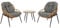 Mendler Poly-Rattan Garnitur HWC-N33, Balkon-Set Gartengarnitur Sitzgruppe Stuhl Beistelltisch - naturfarben, Polster dunkelgrau