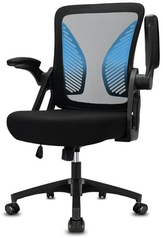 Durrafy Ergonomic Office Chair,High Back Desk Chair with Adjustable Armrest and Lumbar Support,Height Adjustable,Breathable Mesh Backrest for Comfort,Swivel Computer Task Chair for Home/Office, Black