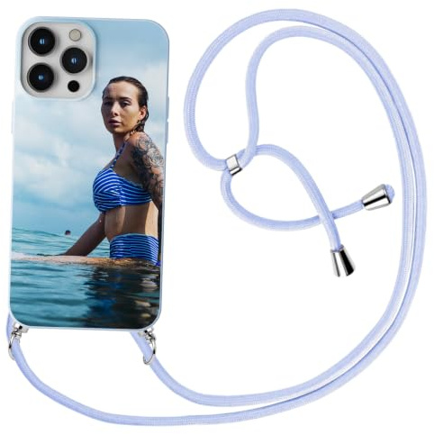 DCPPCY Personalisierte Handyhülle mit Handykette für iPhone 7 Plus/8 Plus Selbst gestalten mit eigenem Foto,Text oder individuellem Design TPU Schutzhülle mit Kordel Perfektes persönliches