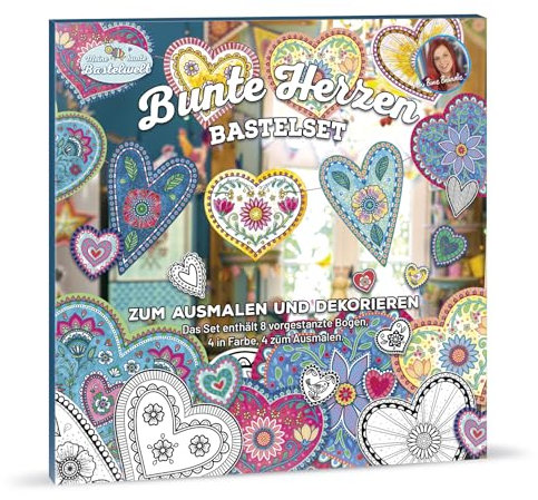Bine Brändle - Bunte Herzen Bastel-Set - zum Ausmalen und Dekorieren